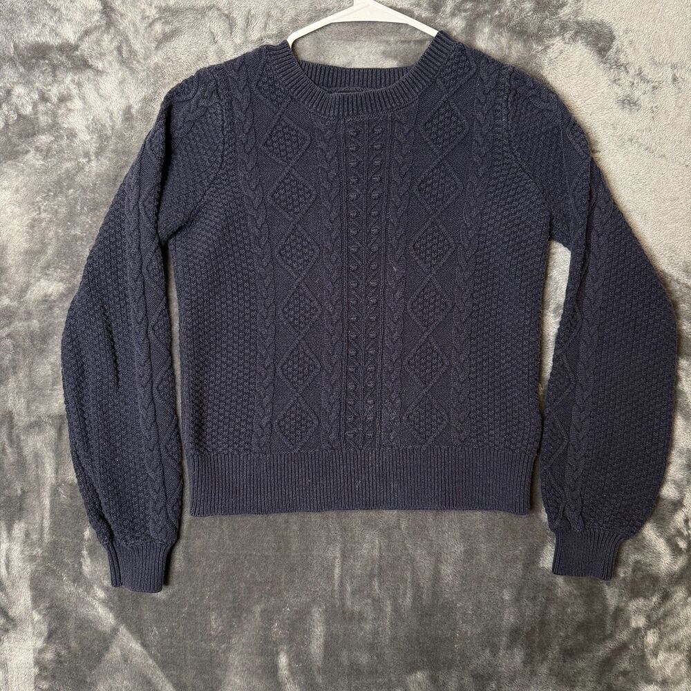 Abercrombie & Fitch Womens Cabel Knit Navy Long Sleeve Sweater Size X-Small